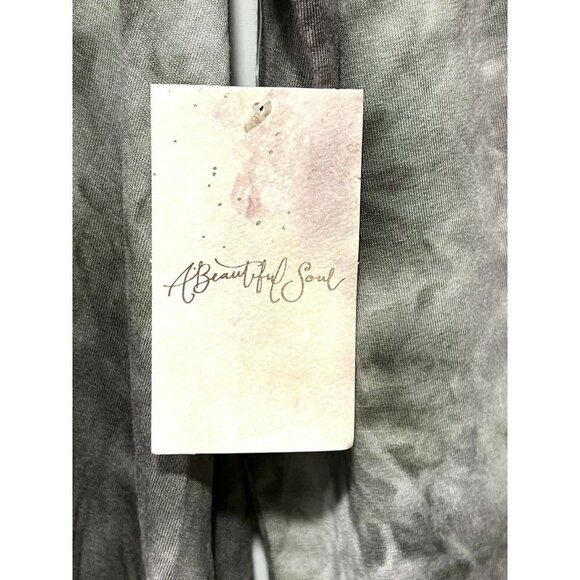 A Beautiful Soul Tie Dye Tunic Dress Dusty Olive Stretch‎ Knit V-Neck L/S NWT - Picture 7 of 12